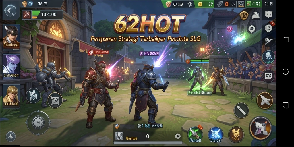 Screenshot gameplay 62HOT yang menunjukkan pertempuran SLG yang intens dan strategis.