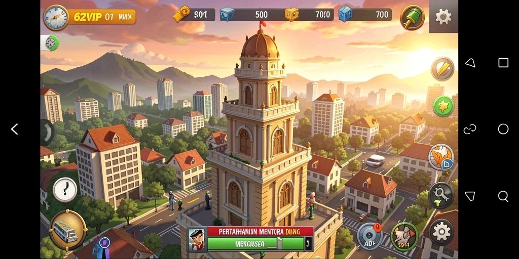 Tampilan gameplay seru dengan menara pertahanan yang strategis.