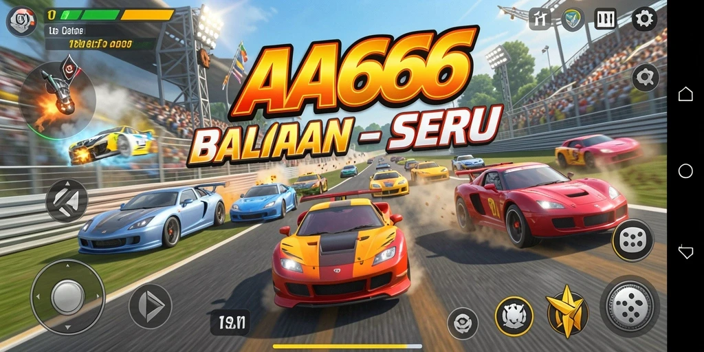Tampilan gameplay seru dari AA666 dengan suasana balapan yang mendebarkan.