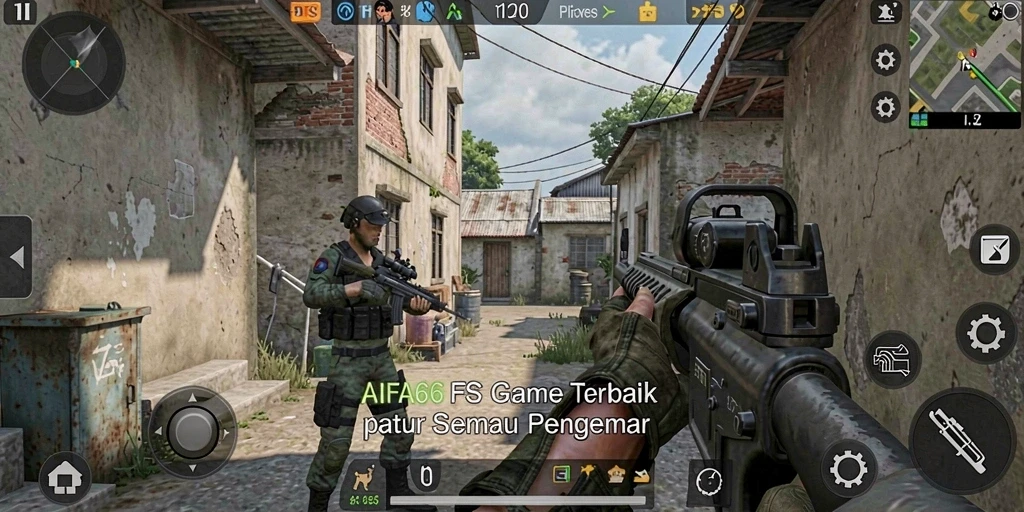 Tangkapan layar utama AIFA66 menampilkan momen mendebarkan dalam pertempuran FPS.