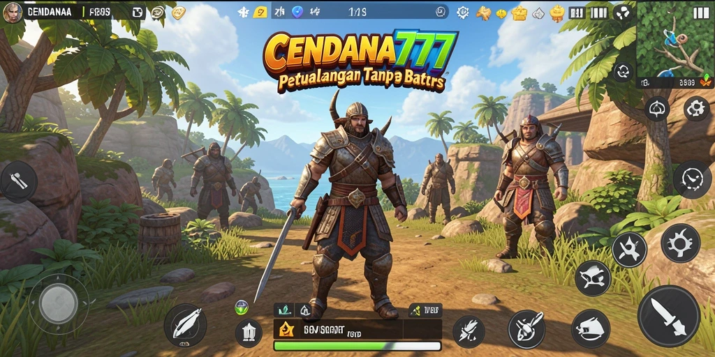 Screenshot gameplay CENDANA777 menampilkan eksplorasi dunia terbuka yang luas.