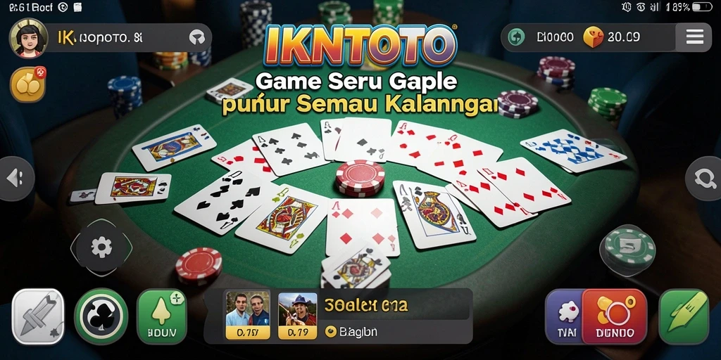 Screenshot IKNTOTO menampilkan antarmuka permainan Gaple yang penuh warna.