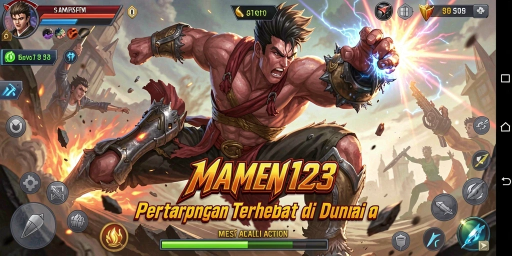 Tampilan gameplay seru MAMEN123 dengan pertarungan intens.