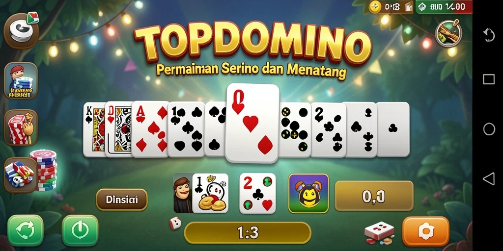 Screenshot dari gameplay seru TOPDOMINO yang menunjukkan keseruan bermain.