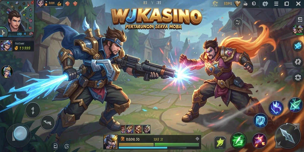 Tampilan gameplay WJKASINO dengan karakter dan arena yang memukau.