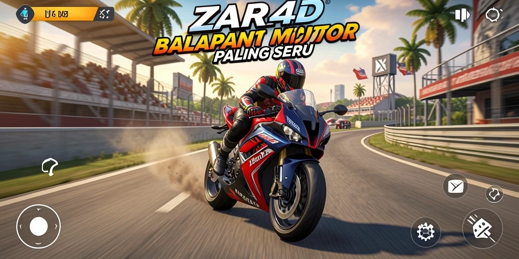 Gameplay ZARA4D menampilkan aksi balapan motor yang seru dan cepat.